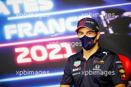 Sergio Perez (MEX) Red Bull Racing in the post race FIA Press Conference. 20.06.2021. Formula 1 World Championship, Rd 7, French Grand Prix, Paul Ricard, France, Race Day.