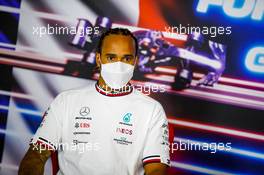 Lewis Hamilton (GBR) Mercedes AMG F1 in the post race FIA Press Conference. 20.06.2021. Formula 1 World Championship, Rd 7, French Grand Prix, Paul Ricard, France, Race Day.