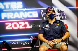 Sergio Perez (MEX) Red Bull Racing in the post race FIA Press Conference. 20.06.2021. Formula 1 World Championship, Rd 7, French Grand Prix, Paul Ricard, France, Race Day.