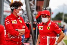 (L to R): Mattia Binotto (ITA) Ferrari Team Principal with Charles Leclerc (MON) Ferrari. 19.06.2021. Formula 1 World Championship, Rd 7, French Grand Prix, Paul Ricard, France, Qualifying Day.