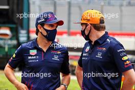 (L to R): Sergio Perez (MEX) Red Bull Racing with Max Verstappen (NLD) Red Bull Racing on the drivers parade. 20.06.2021. Formula 1 World Championship, Rd 7, French Grand Prix, Paul Ricard, France, Race Day.