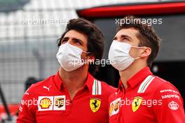 (L to R): Carlos Sainz Jr (ESP) Ferrari with team mate Charles Leclerc (MON) Ferrari. 17.06.2021. Formula 1 World Championship, Rd 7, French Grand Prix, Paul Ricard, France, Preparation Day.