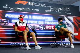 (L to R): Antonio Giovinazzi (ITA) Alfa Romeo Racing and Lance Stroll (CDN) Aston Martin F1 Team in the FIA Press Conference. 17.06.2021. Formula 1 World Championship, Rd 7, French Grand Prix, Paul Ricard, France, Preparation Day.