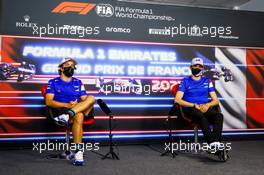 (L to R): Fernando Alonso (ESP) Alpine F1 Team with team mate Esteban Ocon (FRA) Alpine F1 Team in the FIA Press Conference. 17.06.2021. Formula 1 World Championship, Rd 7, French Grand Prix, Paul Ricard, France, Preparation Day.