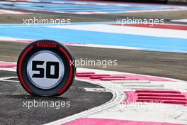 Circuit atmosphere - Pirelli branded brake marker board. 17.06.2021. Formula 1 World Championship, Rd 7, French Grand Prix, Paul Ricard, France, Preparation Day.