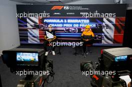 (L to R): Pierre Gasly (FRA) AlphaTauri with Lando Norris (GBR) McLaren in the FIA Press Conference. 17.06.2021. Formula 1 World Championship, Rd 7, French Grand Prix, Paul Ricard, France, Preparation Day.