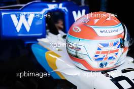 The helmet of George Russell (GBR) Williams Racing FW43B. 16.07.2021. Formula 1 World Championship, Rd 10, British Grand Prix, Silverstone, England, Practice Day.
