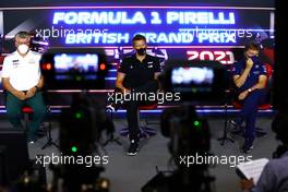 (L to R): Otmar Szafnauer (USA) Aston Martin F1 Team Principal and CEO; Marcin Budkowski (POL) Alpine F1 Team Executive Director; and Jost Capito (GER) Williams Racing Chief Executive Officer, in the FIA Press Conference. 16.07.2021. Formula 1 World Championship, Rd 10, British Grand Prix, Silverstone, England, Practice Day.