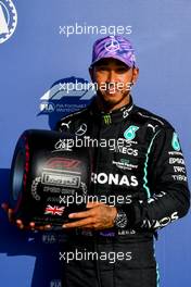 Lewis Hamilton (GBR) Mercedes AMG F1 with the Pirelli Speed King Award for being fastest in qualifying. 16.07.2021. Formula 1 World Championship, Rd 10, British Grand Prix, Silverstone, England, Practice Day.