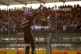 Lewis Hamilton (GBR) Mercedes AMG F1 celebrates being fastest in qualifying. 16.07.2021. Formula 1 World Championship, Rd 10, British Grand Prix, Silverstone, England, Practice Day.