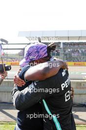 Race winner Lewis Hamilton (GBR) Mercedes AMG F1 celebrates at the end of the race with his father Anthony Hamilton (GBR). 18.07.2021. Formula 1 World Championship, Rd 10, British Grand Prix, Silverstone, England, Race Day.