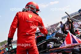 Second placed Charles Leclerc (MON) Ferrari congratulates race winner Lewis Hamilton (GBR) Mercedes AMG F1 W12 in parc ferme. 18.07.2021. Formula 1 World Championship, Rd 10, British Grand Prix, Silverstone, England, Race Day.