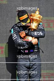 Race winner Lewis Hamilton (GBR) Mercedes AMG F1 celebrates on the podium. 18.07.2021. Formula 1 World Championship, Rd 10, British Grand Prix, Silverstone, England, Race Day.