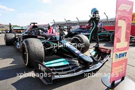 Race winner Lewis Hamilton (GBR) Mercedes AMG F1 W12 in parc ferme with team mate Valtteri Bottas (FIN) Mercedes AMG F1. 18.07.2021. Formula 1 World Championship, Rd 10, British Grand Prix, Silverstone, England, Race Day.