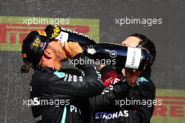 Race winner Lewis Hamilton (GBR) Mercedes AMG F1 celebrates on the podium. 18.07.2021. Formula 1 World Championship, Rd 10, British Grand Prix, Silverstone, England, Race Day.