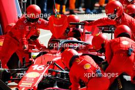 Charles Leclerc (MON) Ferrari SF-21 makes a pit stop. 18.07.2021. Formula 1 World Championship, Rd 10, British Grand Prix, Silverstone, England, Race Day.