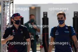 (L to R): Max Verstappen (NLD) Red Bull Racing with George Russell (GBR) Williams Racing. 17.07.2021. Formula 1 World Championship, Rd 10, British Grand Prix, Silverstone, England, Qualifying Day.