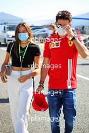 Charles Leclerc (MON) Ferrari with his girlfriend Charlotte Sine (MON). 17.07.2021. Formula 1 World Championship, Rd 10, British Grand Prix, Silverstone, England, Qualifying Day.