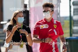 Charles Leclerc (MON) Ferrari with his girlfriend Charlotte Sine (MON). 17.07.2021. Formula 1 World Championship, Rd 10, British Grand Prix, Silverstone, England, Qualifying Day.
