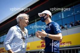 (L to R): Harrison Ford (USA) Actor with Nicholas Latifi (CDN) Williams Racing. 18.07.2021. Formula 1 World Championship, Rd 10, British Grand Prix, Silverstone, England, Race Day.