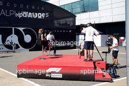 Natalie Pinkham (GBR) Sky Sports Presenter and Karun Chandhok (IND) Sky Sports F1 Presenter. 18.07.2021. Formula 1 World Championship, Rd 10, British Grand Prix, Silverstone, England, Race Day.
