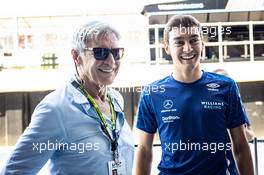 (L to R): Harrison Ford (USA) Actor with George Russell (GBR) Williams Racing. 18.07.2021. Formula 1 World Championship, Rd 10, British Grand Prix, Silverstone, England, Race Day.