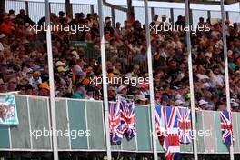 Circuit atmosphere - fans in the grandstand. 18.07.2021. Formula 1 World Championship, Rd 10, British Grand Prix, Silverstone, England, Race Day.
