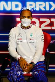 Lewis Hamilton (GBR) Mercedes AMG F1 in the FIA Press Conference. 15.07.2021. Formula 1 World Championship, Rd 10, British Grand Prix, Silverstone, England, Preparation Day.