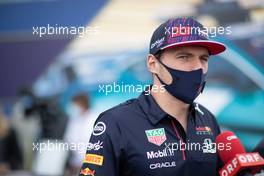 Max Verstappen (NLD) Red Bull Racing with the media. 15.07.2021. Formula 1 World Championship, Rd 10, British Grand Prix, Silverstone, England, Preparation Day.