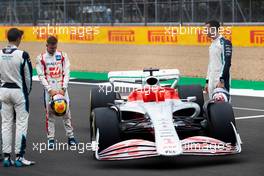 (L to R): George Russell (GBR) Williams Racing; Mick Schumacher (GER) Haas F1 Team; and Nicholas Latifi (CDN) Williams Racing - 2022 Car Launch. 15.07.2021. Formula 1 World Championship, Rd 10, British Grand Prix, Silverstone, England, Preparation Day.
