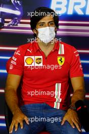 Carlos Sainz Jr (ESP) Ferrari in the FIA Press Conference. 15.07.2021. Formula 1 World Championship, Rd 10, British Grand Prix, Silverstone, England, Preparation Day.