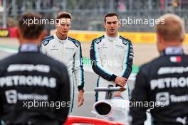 (L to R): George Russell (GBR) Williams Racing with team mate Nicholas Latifi (CDN) Williams Racing - 2022 Car Launch. 15.07.2021. Formula 1 World Championship, Rd 10, British Grand Prix, Silverstone, England, Preparation Day.