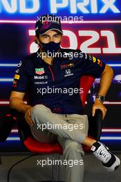 Sergio Perez (MEX) Red Bull Racing in the FIA Press Conference. 15.07.2021. Formula 1 World Championship, Rd 10, British Grand Prix, Silverstone, England, Preparation Day.