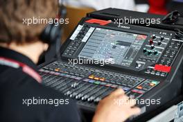 A Yamaha QL1 Digital Mixer being operated in the FIA Press Conference. 30.07.2021. Formula 1 World Championship, Rd 11, Hungarian Grand Prix, Budapest, Hungary, Practice Day.