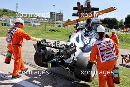 The AlphaTauri AT02 of Yuki Tsunoda (JPN) AlphaTauri, who crashed in the first practice session. 30.07.2021. Formula 1 World Championship, Rd 11, Hungarian Grand Prix, Budapest, Hungary, Practice Day.