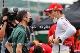 Charles Leclerc (MON) Ferrari on the grid with Nicolas Todt (FRA) Driver Manager. 01.08.2021. Formula 1 World Championship, Rd 11, Hungarian Grand Prix, Budapest, Hungary, Race Day.