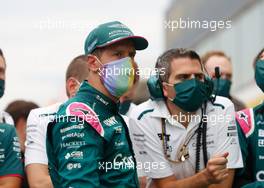 Sebastian Vettel (GER) Aston Martin F1 Team in parc ferme. 01.08.2021. Formula 1 World Championship, Rd 11, Hungarian Grand Prix, Budapest, Hungary, Race Day.