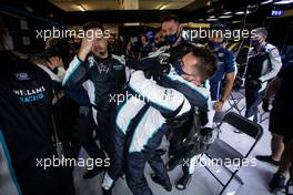 Williams Racing celebrate eighth and ninth place for Nicholas Latifi (CDN) Williams Racing and George Russell (GBR) Williams Racing respectively. 01.08.2021. Formula 1 World Championship, Rd 11, Hungarian Grand Prix, Budapest, Hungary, Race Day.