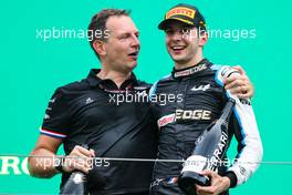 (L to R): Laurent Rossi (FRA) Alpine Chief Executive Officer celebrates on the podium with race winner Esteban Ocon (FRA) Alpine F1 Team. 01.08.2021. Formula 1 World Championship, Rd 11, Hungarian Grand Prix, Budapest, Hungary, Race Day.