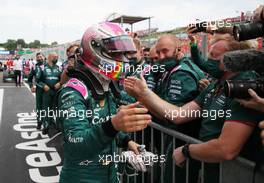Sebastian Vettel (GER) Aston Martin F1 Team celebrates his second position in parc ferme with the team. 01.08.2021. Formula 1 World Championship, Rd 11, Hungarian Grand Prix, Budapest, Hungary, Race Day.