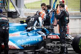 Esteban Ocon (FRA) Alpine F1 Team A521 in the pits as the race is stopped. 01.08.2021. Formula 1 World Championship, Rd 11, Hungarian Grand Prix, Budapest, Hungary, Race Day.
