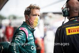 Sebastian Vettel (GER) Aston Martin F1 Team in the pits as the race is stopped. 01.08.2021. Formula 1 World Championship, Rd 11, Hungarian Grand Prix, Budapest, Hungary, Race Day.