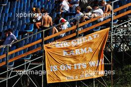 Circuit atmosphere - a banner hung by fans in the grandstand. 31.07.2021. Formula 1 World Championship, Rd 11, Hungarian Grand Prix, Budapest, Hungary, Qualifying Day.