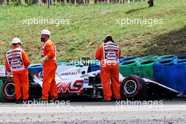 Mick Schumacher (GER) Haas VF-21 crashed in the second practice session. 31.07.2021. Formula 1 World Championship, Rd 11, Hungarian Grand Prix, Budapest, Hungary, Qualifying Day.