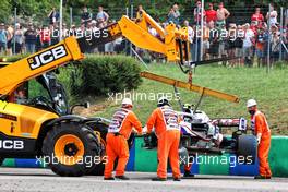 The Haas VF-21 of Mick Schumacher (GER) Haas F1 Team, who crashed in the second practice session. 31.07.2021. Formula 1 World Championship, Rd 11, Hungarian Grand Prix, Budapest, Hungary, Qualifying Day.