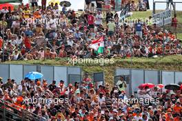 Circuit atmosphere - fans in the grandstand. 31.07.2021. Formula 1 World Championship, Rd 11, Hungarian Grand Prix, Budapest, Hungary, Qualifying Day.