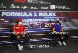 (L to R): Carlos Sainz Jr (ESP) Ferrari and Esteban Ocon (FRA) Alpine F1 Team in the FIA Press Conference. 29.07.2021. Formula 1 World Championship, Rd 11, Hungarian Grand Prix, Budapest, Hungary, Preparation Day.