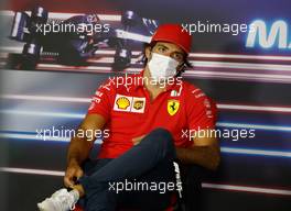 Carlos Sainz Jr (ESP) Ferrari in the FIA Press Conference. 29.07.2021. Formula 1 World Championship, Rd 11, Hungarian Grand Prix, Budapest, Hungary, Preparation Day.