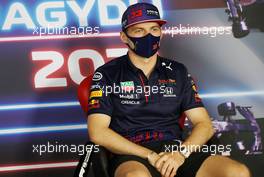 Max Verstappen (NLD) Red Bull Racing in the FIA Press Conference. 29.07.2021. Formula 1 World Championship, Rd 11, Hungarian Grand Prix, Budapest, Hungary, Preparation Day.