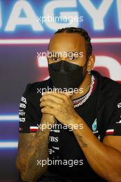 Lewis Hamilton (GBR) Mercedes AMG F1 in the FIA Press Conference. 29.07.2021. Formula 1 World Championship, Rd 11, Hungarian Grand Prix, Budapest, Hungary, Preparation Day.